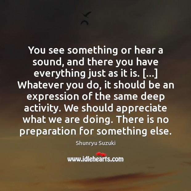 You see something or hear a sound, and there you have everything Shunryu Suzuki Picture Quote