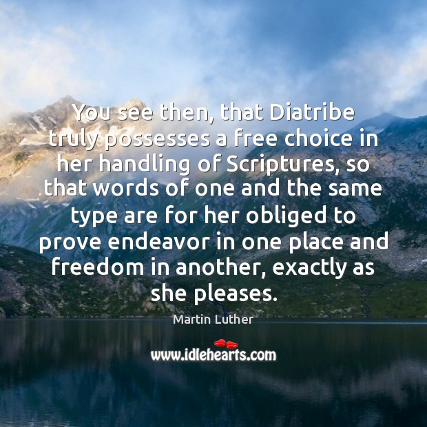 You see then, that Diatribe truly possesses a free choice in her Martin Luther Picture Quote