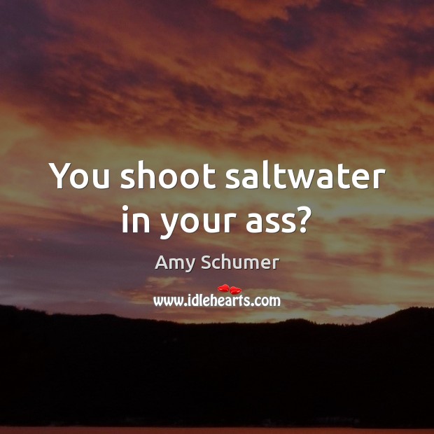 You shoot saltwater in your ass? Amy Schumer Picture Quote