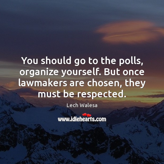 You should go to the polls, organize yourself. But once lawmakers are Lech Walesa Picture Quote