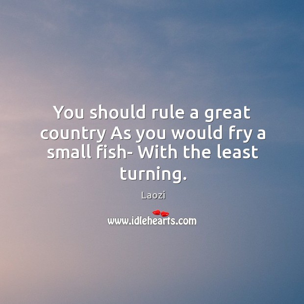 You should rule a great country As you would fry a small fish- With the least turning. Laozi Picture Quote