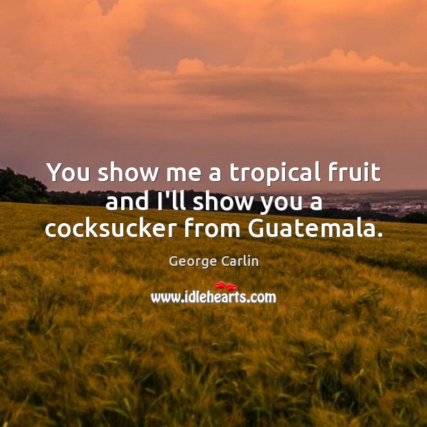 You show me a tropical fruit and I’ll show you a cocksucker from Guatemala. George Carlin Picture Quote