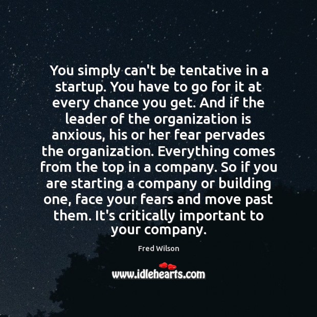 You simply can’t be tentative in a startup. You have to go Fred Wilson Picture Quote