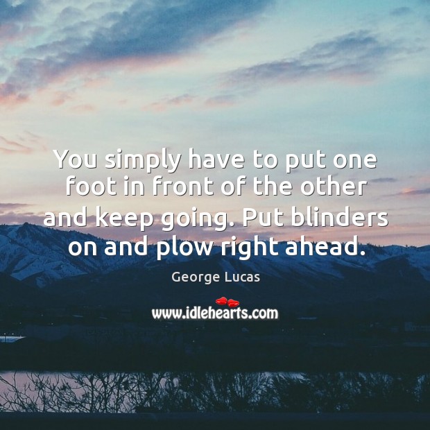You simply have to put one foot in front of the other and keep going. Put blinders on and plow right ahead. Image