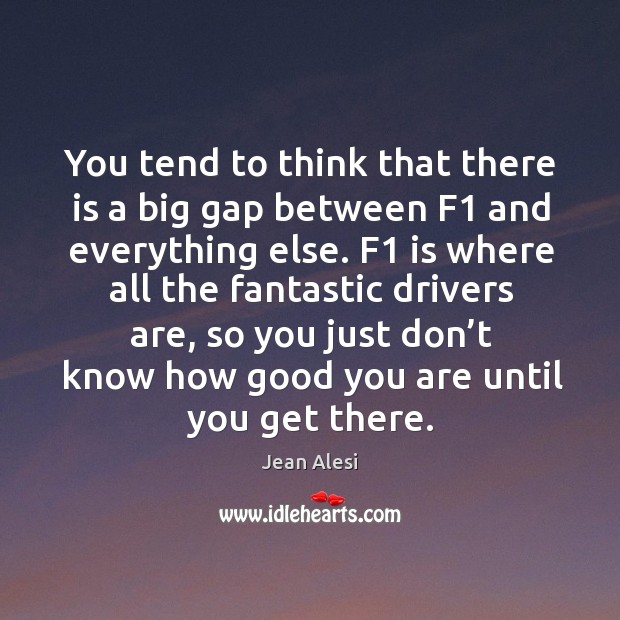 You tend to think that there is a big gap between f1 and everything else. Jean Alesi Picture Quote