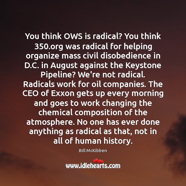 You think OWS is radical? You think 350.org was radical for helping Bill McKibben Picture Quote