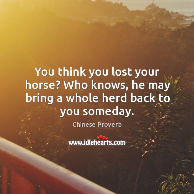 You think you lost your horse? Chinese Proverbs Image