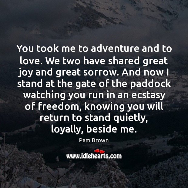 You took me to adventure and to love. We two have shared 