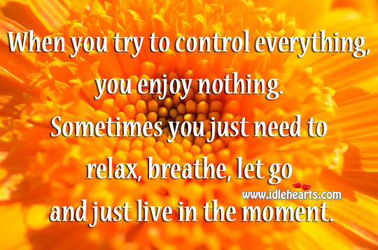 Sometimes you just need to relax, breathe, let go and just live in the moment. Let Go Quotes Image
