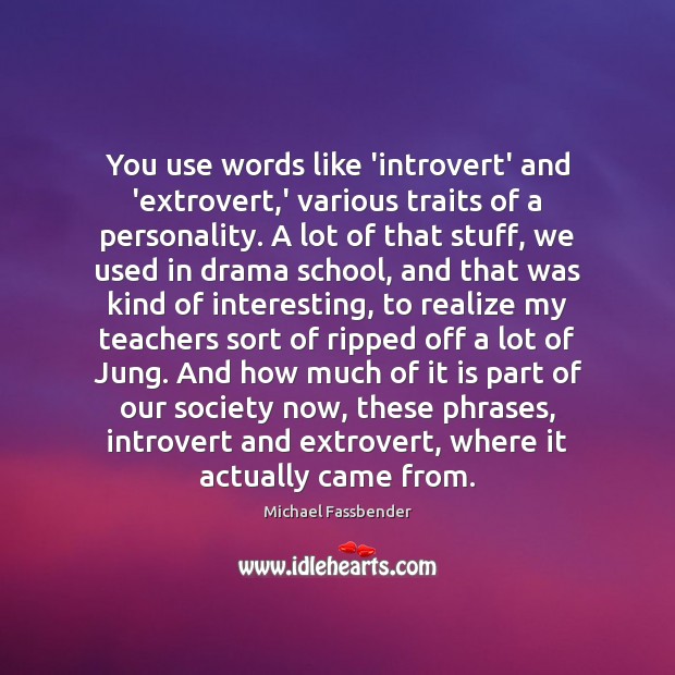 You use words like ‘introvert’ and ‘extrovert,’ various traits of a Michael Fassbender Picture Quote