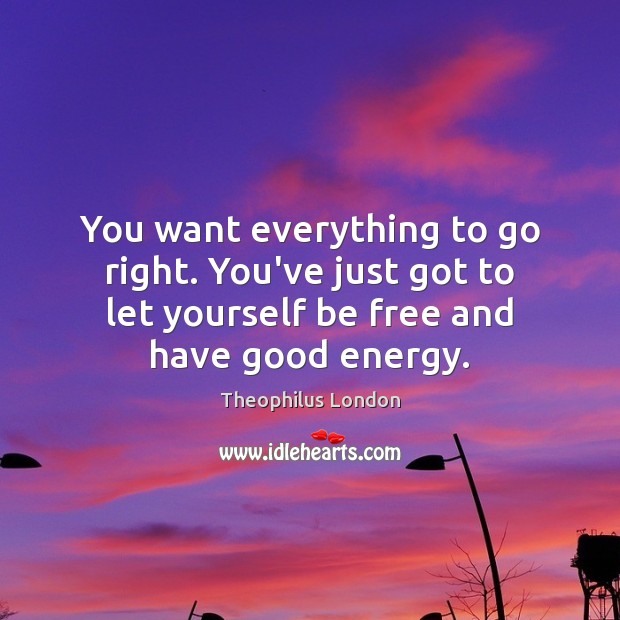 You want everything to go right. You’ve just got to let yourself Theophilus London Picture Quote