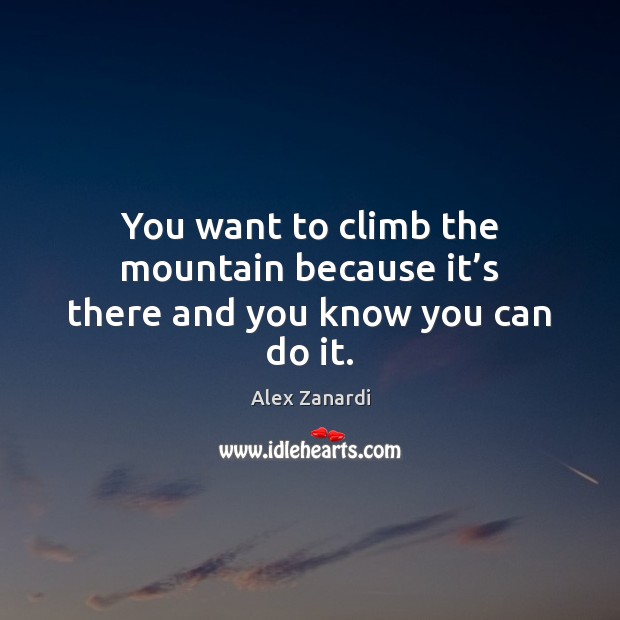 You want to climb the mountain because it’s there and you know you can do it. Alex Zanardi Picture Quote