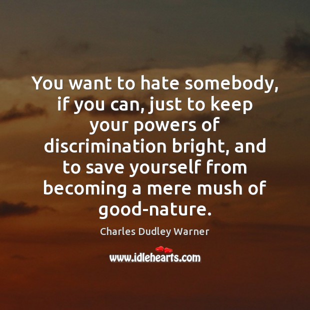 You want to hate somebody, if you can, just to keep your Image
