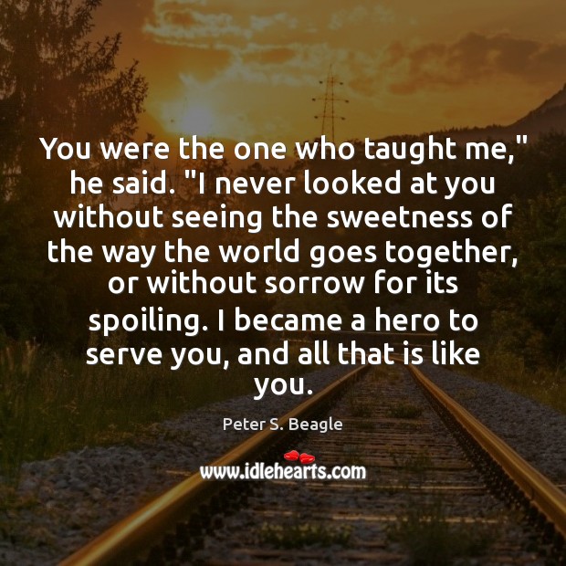 You were the one who taught me,” he said. “I never looked Peter S. Beagle Picture Quote