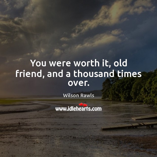 You were worth it, old friend, and a thousand times over. Wilson Rawls Picture Quote