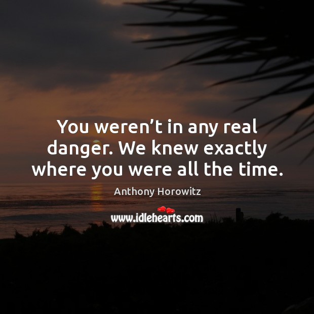 You weren’t in any real danger. We knew exactly where you were all the time. Anthony Horowitz Picture Quote