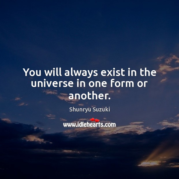 You will always exist in the universe in one form or another. Shunryu Suzuki Picture Quote