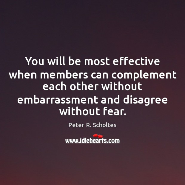 You will be most effective when members can complement each other without Peter R. Scholtes Picture Quote
