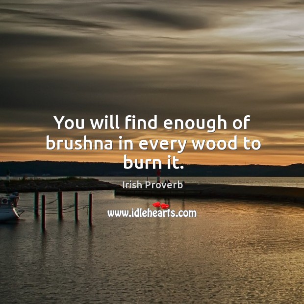 You will find enough of brushna in every wood to burn it. Irish Proverbs Image
