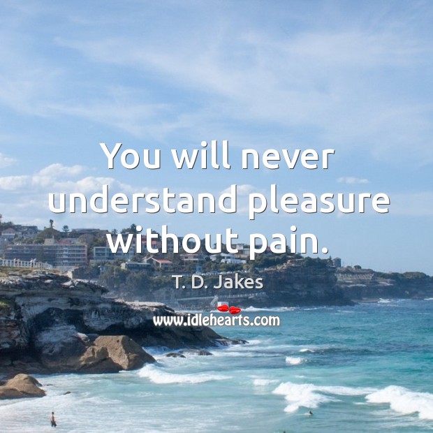 You will never understand pleasure without pain. T. D. Jakes Picture Quote