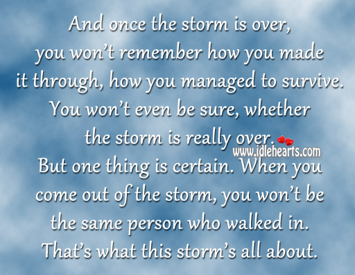 Once the storm is over, you won’t remember how you made it through Haruki Murakami Picture Quote