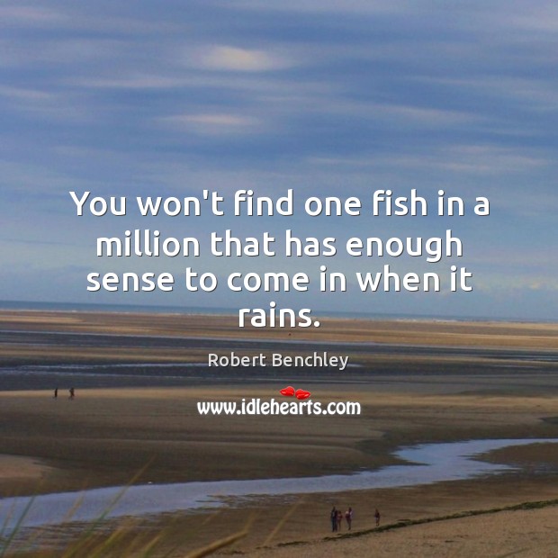 You won’t find one fish in a million that has enough sense to come in when it rains. Robert Benchley Picture Quote