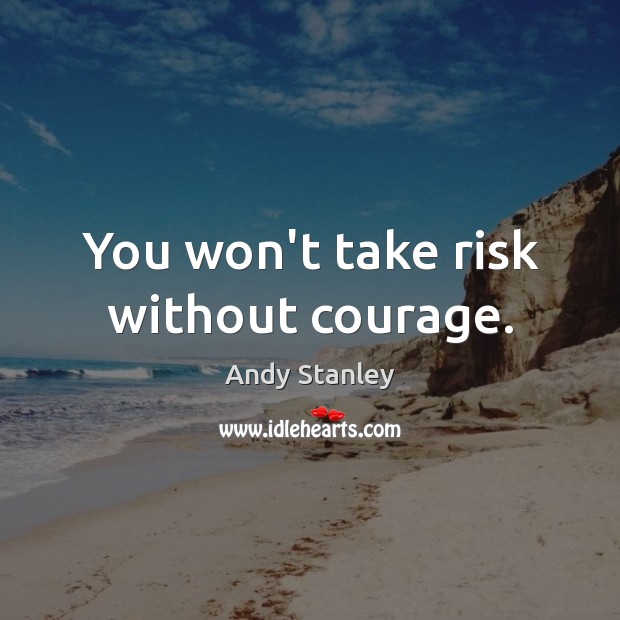 You won’t take risk without courage. Andy Stanley Picture Quote