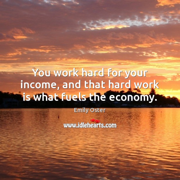 You work hard for your income, and that hard work is what fuels the economy. Emily Oster Picture Quote