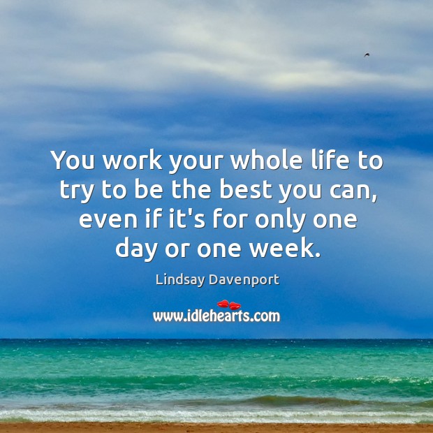 You work your whole life to try to be the best you Lindsay Davenport Picture Quote