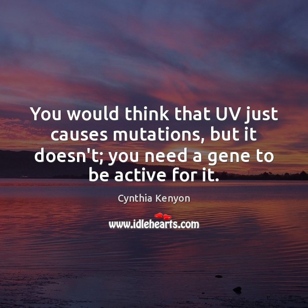 You would think that UV just causes mutations, but it doesn’t; you Cynthia Kenyon Picture Quote
