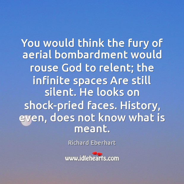 You would think the fury of aerial bombardment would rouse God to Richard Eberhart Picture Quote