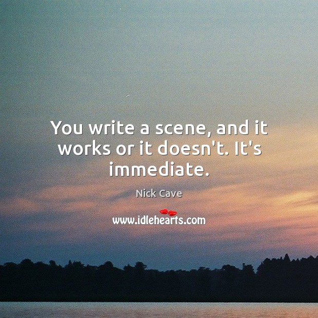 You write a scene, and it works or it doesn’t. It’s immediate. Nick Cave Picture Quote
