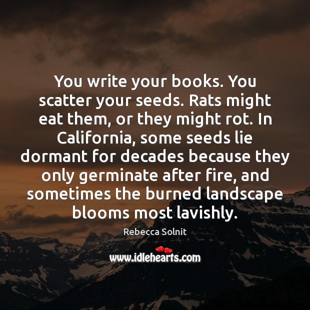 You write your books. You scatter your seeds. Rats might eat them, Image
