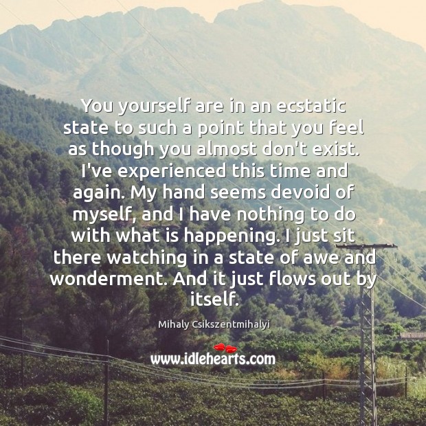 You yourself are in an ecstatic state to such a point that Mihaly Csikszentmihalyi Picture Quote