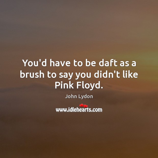 You’d have to be daft as a brush to say you didn’t like Pink Floyd. John Lydon Picture Quote