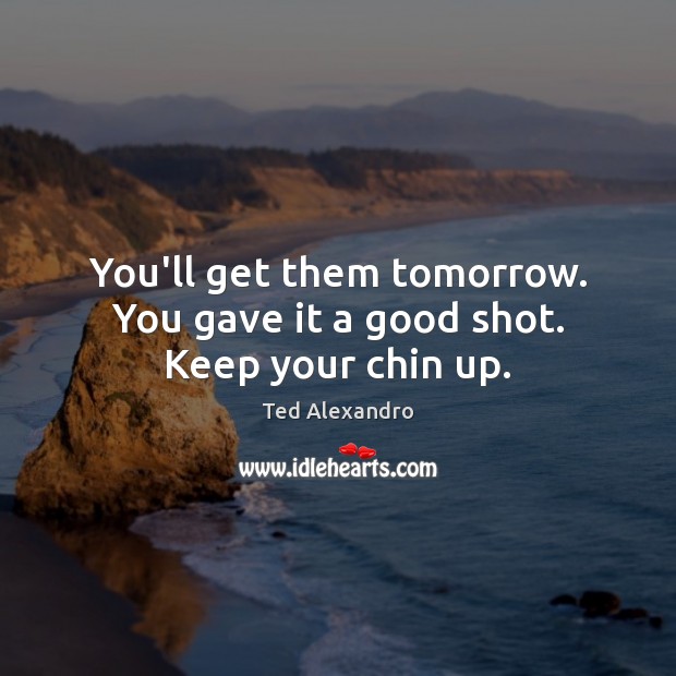 You’ll get them tomorrow. You gave it a good shot. Keep your chin up. Ted Alexandro Picture Quote