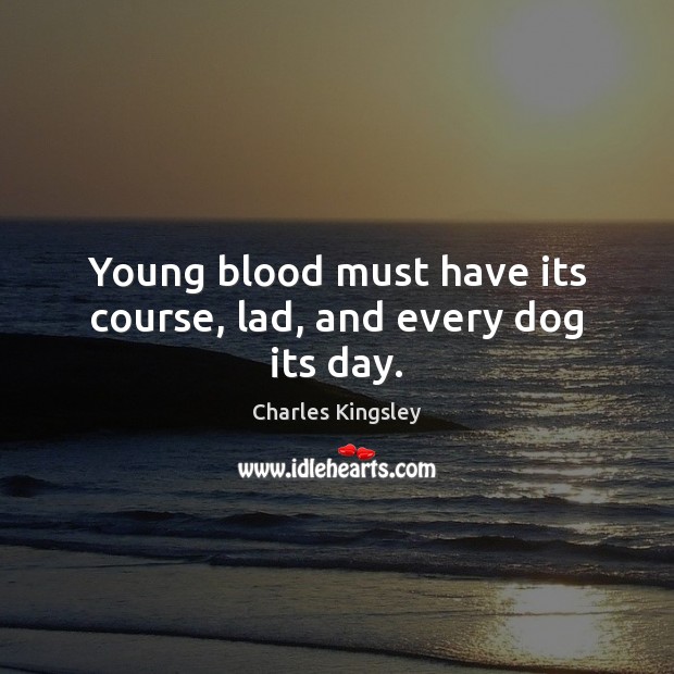 Young blood must have its course, lad, and every dog its day. Charles Kingsley Picture Quote