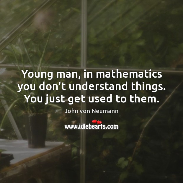 Young man, in mathematics you don’t understand things. You just get used to them. John von Neumann Picture Quote