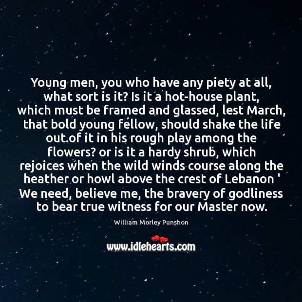 Young men, you who have any piety at all, what sort is William Morley Punshon Picture Quote