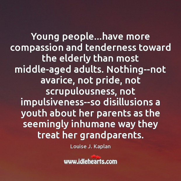 Young people…have more compassion and tenderness toward the elderly than most Louise J. Kaplan Picture Quote