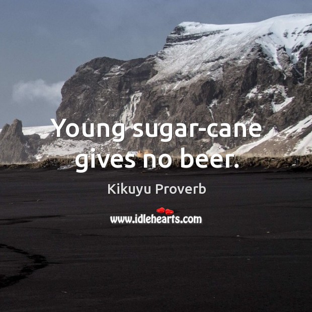 Young sugar-cane gives no beer. Kikuyu Proverbs Image
