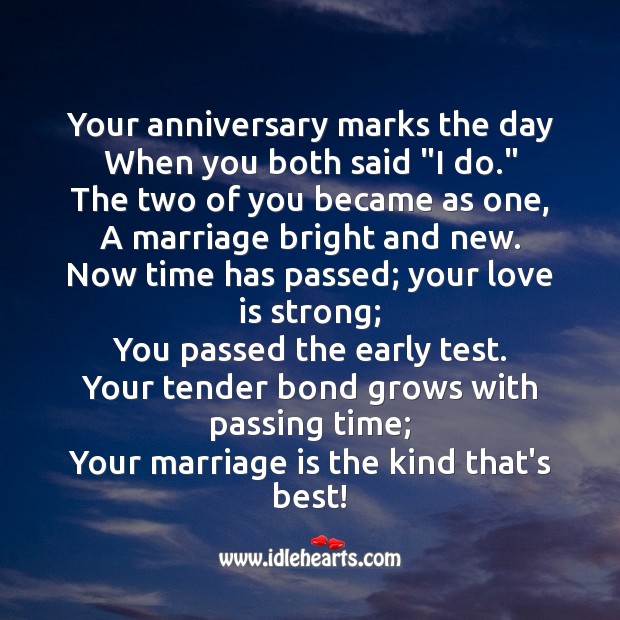 Your anniversary marks the day Marriage Quotes Image