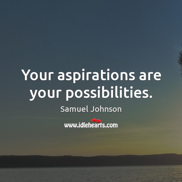Your aspirations are your possibilities. Image