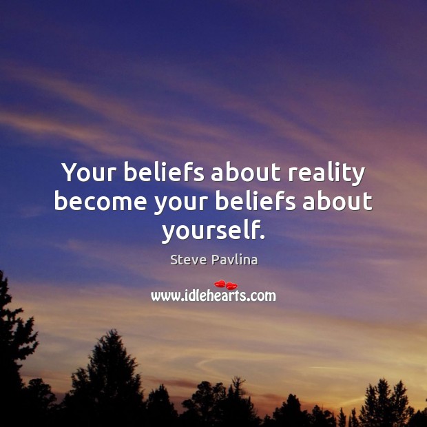 Your beliefs about reality become your beliefs about yourself. Steve Pavlina Picture Quote