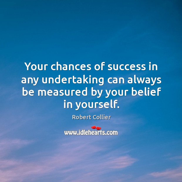 Your chances of success in any undertaking can always be measured by your belief in yourself. Image