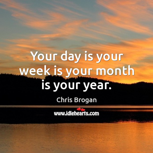 Your day is your week is your month is your year. Chris Brogan Picture Quote