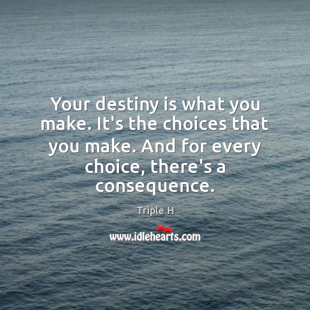 Your destiny is what you make. It’s the choices that you make. Triple H Picture Quote