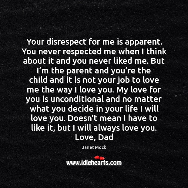 Your disrespect for me is apparent. You never respected me when I I Love You Quotes Image