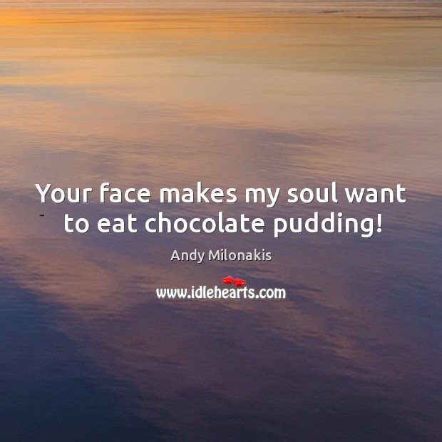 Your face makes my soul want to eat chocolate pudding! Andy Milonakis Picture Quote