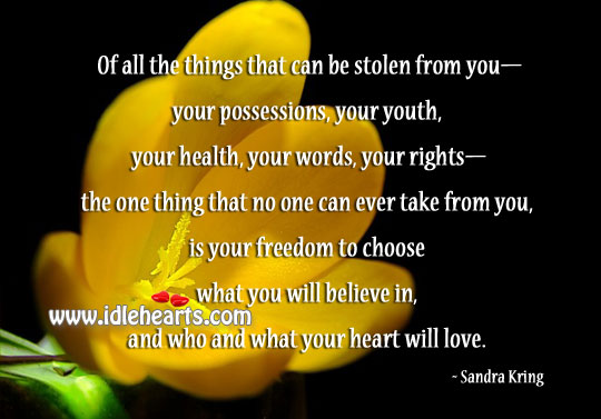 Choose what your heart believes in Sandra Kring Picture Quote